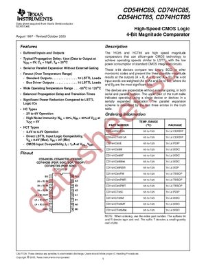 CD74HC85EE4 datasheet  